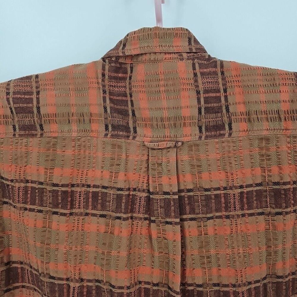Cabela's Men's 100% Cotton S/S "Outdoor‎ Gear" Rust, Brown Check Shirt Size L/T - Picture 7 of 7